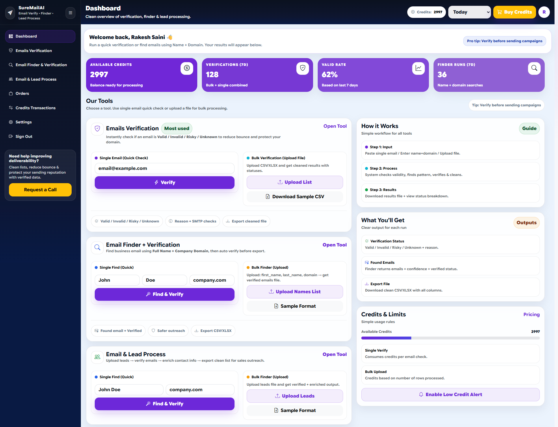 SureMailAI Dashboard